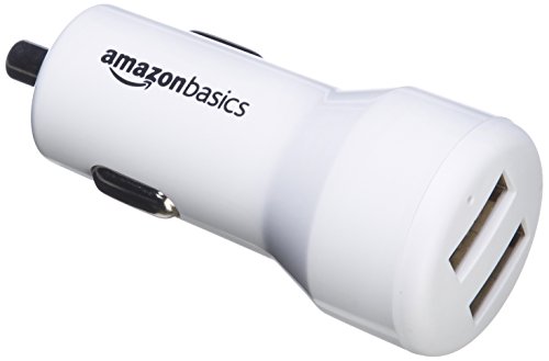 Amazon Basics Kfz-Ladegerät für Apple- und Android-Geräte, 4,8 A, 24 W, Weiß, 4 Stück von Amazon Basics