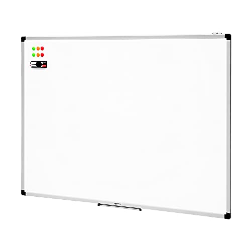 Amazon Basics Magnetisches Whiteboard mit Stiftablage und Aluminiumleisten, trocken abwischbar, 120 cm x 90 cm (B x H), Weiß von Amazon Basics