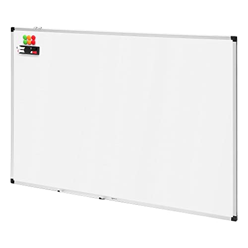 Amazon Basics Magnetisches Whiteboard mit Stiftablage und Aluminiumleisten, trocken abwischbar, 150 cm x 100 cm (B x H), Weiß von Amazon Basics