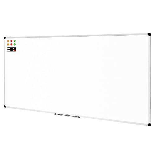 Amazon Basics Magnetisches Whiteboard mit Stiftablage und Aluminiumleisten, trocken abwischbar, 240 cm x 120 cm (B x H), Weiß von Amazon Basics