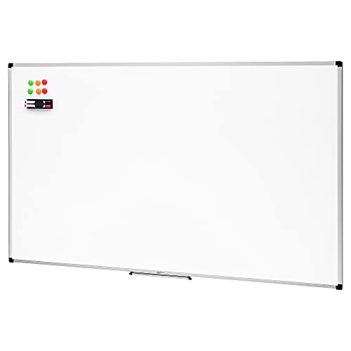 Amazon Basics Magnetisches Whiteboard mit Stiftablage und Aluminiumleisten, trocken abwischbar, 90 x 60 cm (B x H), Weiß von Amazon Basics