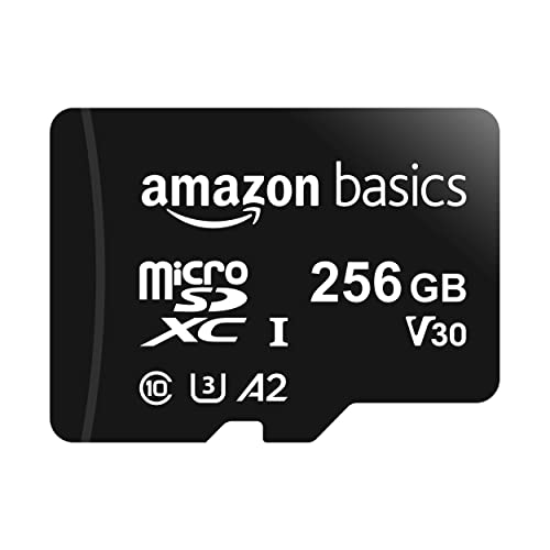 Amazon Basics MicroSDXC, 256 gb, mit SD Adapter, A2, U3, Lesegeschwindigkeit bis zu 100 MB/s, Schwarz von Amazon Basics