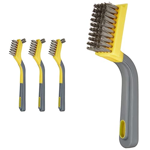 Amazon Basics - Mini-Bürsten, Edelstahl, weicher Griff, 3 Stück & Drahtbürste, breit, weicher Griff, Edelstahl von Amazon Basics