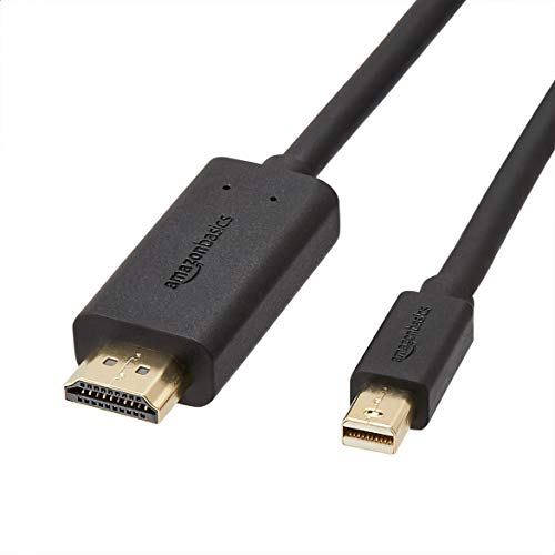 Amazon Basics Mini DisplayPort auf HDMI Kabel, mit vergoldeten Anschlüssen, unterstützt nahtloses Digital-Audio und Full HD-Auflösung , 1.8 m, Schwarz von Amazon Basics