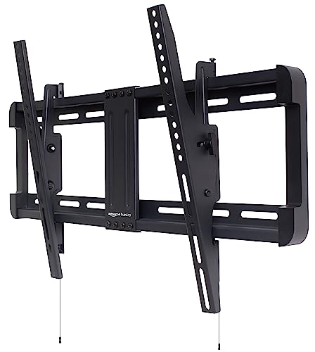Amazon Basics Neigbare TV-Wandhalterung mit horizontaler Säuleninstallation Nivellierung für 32-Zoll- bis 86-Zoll-Fernseher, Schwarz, 81,2 bis 218 cm von Amazon Basics