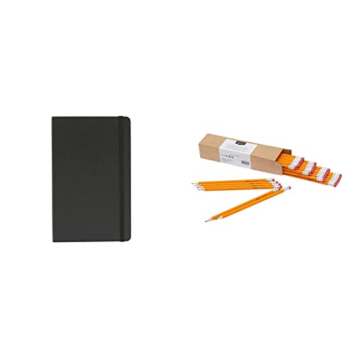 Amazon Basics Notizbuch, klassisches Design, groß, liniert & - Holzgefasste Bleistifte, HB, vorgespitzt, 30er-Pack von Amazon Basics