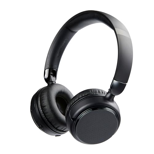Amazon Basics Ohraufliegend Bluetooth-Kopfhörer, kabellose On-Ear-Kopfhörer, 35 Stunden Wiedergabezeit, Schwarz von Amazon Basics