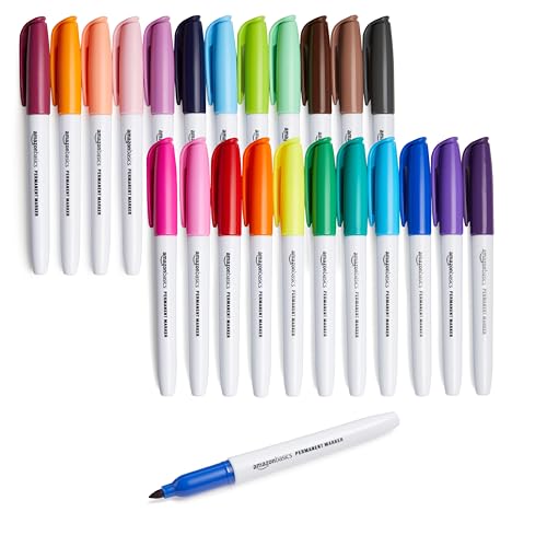 Amazon Basics Permanent Marker, 24 Stück, 1er-Packung, Sortiert von Amazon Basics