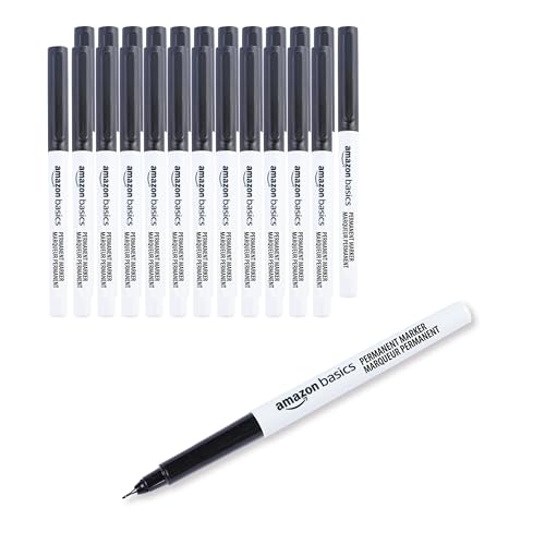 Amazon Basics Permanentmarker, ultra feine Spitze, schwarz, 24 Stück von Amazon Basics