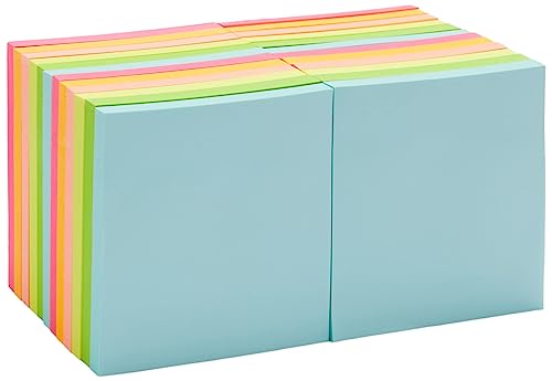Amazon Basics Quadratisch Mini-Haftnotizen, 7,6 x 7,6 cm, 24 Stück, Gemischt von Amazon Basics