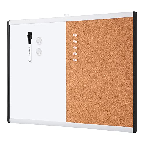 Amazon Basics Rechteckig Magnetisches Whiteboard, Doppel-Pinnwand, Kunststoff / Aluminiumrahmen, trocken abwischbar, Weiß, Gelb, 43.2 x 58.4 cm, 1 Stück von Amazon Basics