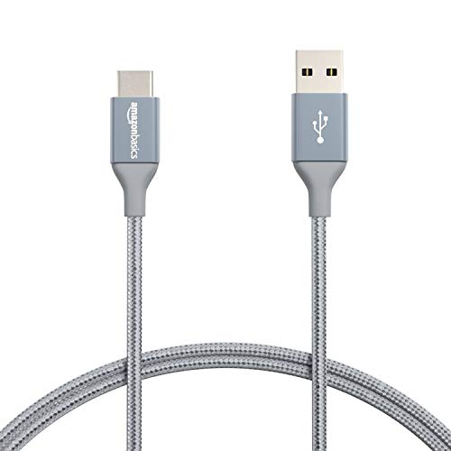 Amazon Basics - Schnellladekabel, USB-C auf USB-A-2.0, mit Nylongeflecht umwickelt, 480 MBit/s, USB-IF-zertifiziert, für Apple iPhone 15, iPad, Samsung Galaxy, Tablets, Laptops, 0.9 m, Dunkelgrau von Amazon Basics