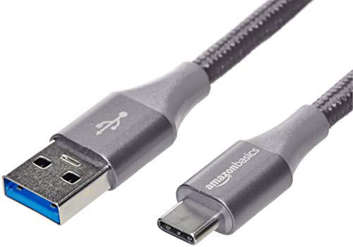 Amazon Basics USB-C-auf-USB-A 3.1 Gen 1 Schnellladekabel, geflochtenes Nylonkabel, 5 Gbit/s High-Speed für Apple iPhone 16/15, iPad, Samsung Galaxy, Tablets, Laptops, 1.8 m, Dunkelgrau von Amazon Basics