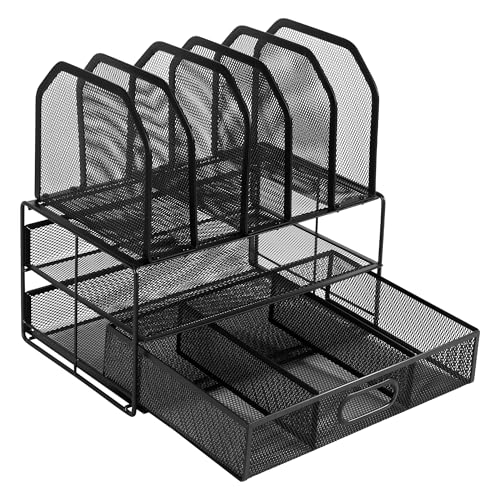 Amazon Basics Schreibtisch-Organizer aus Metallgeflecht, mit Schublade, doppelter Ablage und 5 senkrechten Bereichen, schwarz Amazon Basics Schreibtisch-Organizer aus Metallgeflecht, mit Schublade, doppelter Ablage und 5 senkrechten Bereichen, schwarz von Amazon Basics