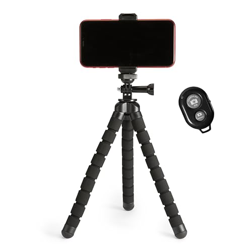 Amazon Basics Stativ, tragbar und flexibel, mit kabelloser Fernbedienung und Smartphone-Halterung, 25,4 cm lang, Schwarz Amazon Basics Stativ, tragbar und flexibel, mit kabelloser Fernbedienung und Smartphone-Halterung, 25,4 cm lang, Schwarz von Amazon Basics
