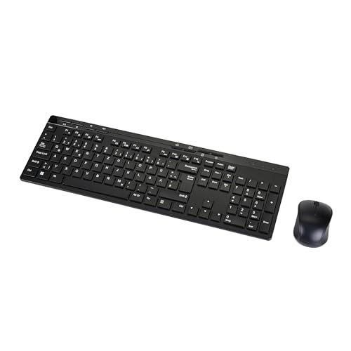 Amazon Basics – Tastatur-Maus-Set, volle Größe, kabellos, USB-Empfänger mit 2,4 GHz, DE-Layout, schwarz Amazon Basics – Tastatur-Maus-Set, volle Größe, kabellos, USB-Empfänger mit 2,4 GHz, DE-Layout, schwarz von Amazon Basics