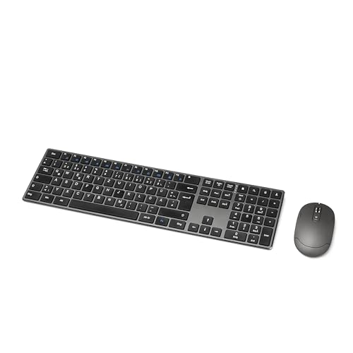 Amazon Basics Tastatur und Maus, kabellos, aufladbar, ultradünn, leiser Anschlag, mit Nummernblock, (dt. Layout nicht garantiert), schwarz von Amazon Basics