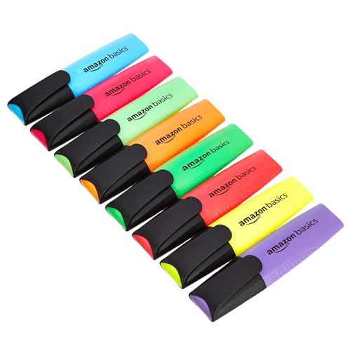 Amazon Basics Textmarkers in Mehrfarbig, Waschladungen, 8 stück (1er Pack) von Amazon Basics