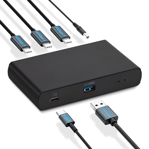 Amazon Basics Thunderbolt 4/USB 4-Dockingstation, 3 x Downstream TBT4 (Dual-Display), 1 x USB A 3.1, EU, Schwarz, 12,16 x 7,21 x 2,16 cm von Amazon Basics