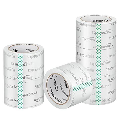 Amazon Basics Paketband für Umzüge und Lagerung, extra breit, 7.2 cm x 50 m, kristallklar, 6 Stück von Amazon Basics