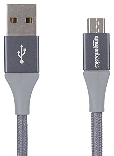 Amazon Basics USB-2.0 USB-A auf Micro USB Kabel mit doppelt geflochtenem Nylon, 3 m, Dunkelgrau, Tablet von Amazon Basics