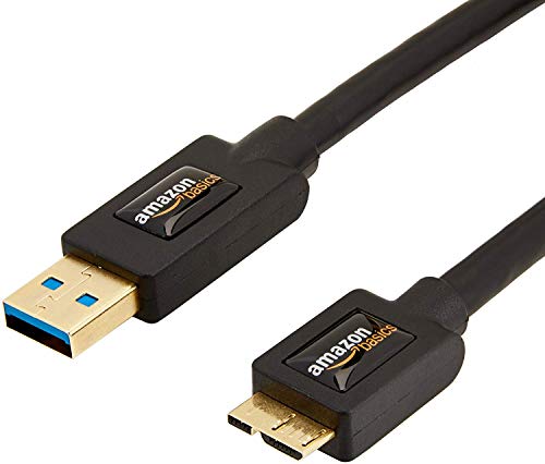 Amazon Basics USB-3.0-Kabel, Type A-Male auf Micro B, mit vergoldeten Anschlüssen, Kompatibel mit Drucker, 1.8 Meter, Schwarz von Amazon Basics