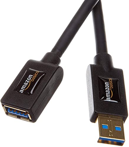 Amazon Basics USB 3.0-Verlängerungskabel (A-Stecker auf A-Buchse) 3 m (Abwärtskompatibilität zu USB 2.0 und 1.1 ), Schwarz, Kompatibel mit Personal Computer von Amazon Basics