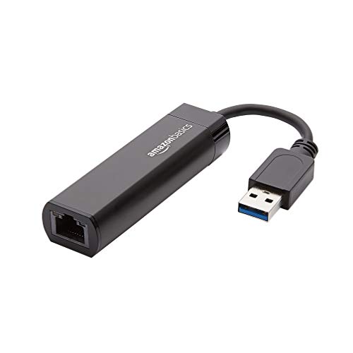 Amazon Basics USB-3.0-auf-10/100/1000-Gigabit-Ethernet-Internetadapter, Schwarz, 1 Stück von Amazon Basics