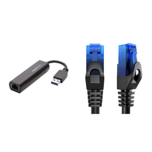 Amazon Basics USB-3.0-auf-10/100/1000-Gigabit-Ethernet-Internetadapter & KabelDirekt - 5m - Netzwerkkabel, Ethernet, LAN & Patch Kabel (blau) von Amazon Basics