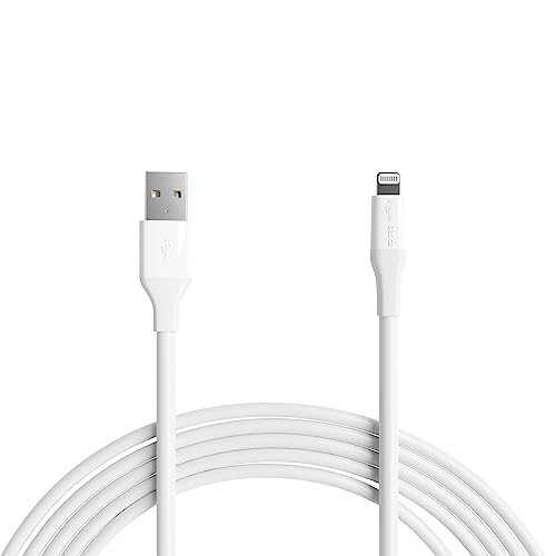 Amazon Basics USB-A-auf-Lightning-ABS-Ladekabel, MFi-zertifiziertes Ladegerät für Apple iPhone 14 13 12 11 X Xs Pro, Pro Max, Plus, iPad, 3 m, Weiß von Amazon Basics