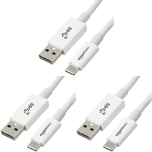 Amazon Basics - USB C Kabel auf USB Typ A, USB 3.1, 2. Generation, 0,9 m, Weiß, 3er Pack von Amazon Basics