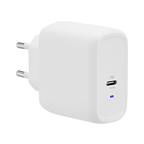 Amazon Basics – USB-C-Wandladegerät mit 1 Port, 65 W, GaN, für Laptops, Tablets und Handys mit Stromversorgung, Weiß (nicht PPS), 5,61 x 2,87 x 5 cm von Amazon Basics