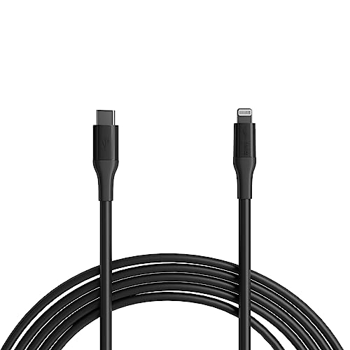 Amazon Basics USB-C-auf-Lightning-ABS-Ladekabel, MFi-zertifiziertes Ladegerät für Apple iPhone 14 13 12 11 X Xs Pro, Pro Max, Plus, iPad, 3 m, Schwarz von Amazon Basics