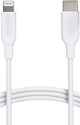 Amazon Basics - USB-C-auf-Lightning-Kabel, MFi-zertifiziertes Ladekabel für iPhone 13/12/11/X/XS/XR/8, für Typ-C Ladegeräte, Unterstützt Power Delivery, Weiß, 0,9 m,,20V, 3A von Amazon Basics