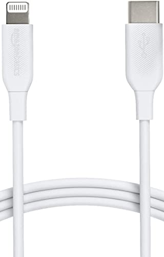 Amazon Basics - USB-C-auf-Lightning-Kabel, MFi-zertifiziertes Ladekabel für iPhone 13/12/11/X/XS/XR/8, für Typ-C Ladegeräte, Unterstützt Power Delivery, Weiß, 1.8 m, Smartphone von Amazon Basics