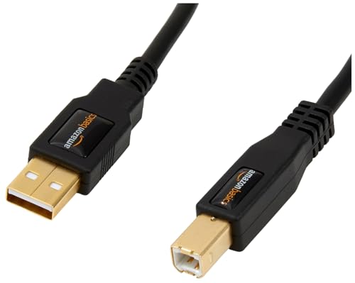 Amazon Basics USB-Kabel, USB-A auf USB-B-Stecker, USB 2.0, Anschlüsse vergoldet, 1.8 m, für Drucker von Amazon Basics