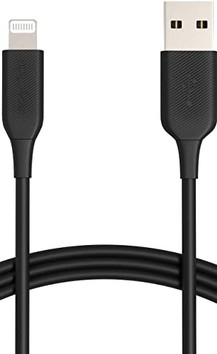 Amazon Basics Verbindungskabel, Lightning auf USB-A Kabel, MFi-zertifiziertes iPhone-Ladegerät, schwarz, 1.8 m von Amazon Basics