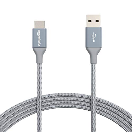 Amazon Basics Verbindungskabel, USB-C auf USB-A, USB-2.0-Standard, doppelt geflochtenes Nylon, 3 m, Dunkelgrau von Amazon Basics