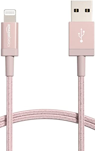 Amazon Basics – Verbindungskabel Lightning auf USB-A, Nylon-umflochten, MFi-zertifiziertes Ladekabel für iPhone, Rotgold, 0.9 m von Amazon Basics