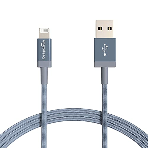 Amazon Basics Verbindungskabel Lightning auf USB-A, Nylon-umflochten, MFi-zertifiziertes Ladekabel für iPhone, dunkelgrau, 1.8 m, 2 Stück von Amazon Basics