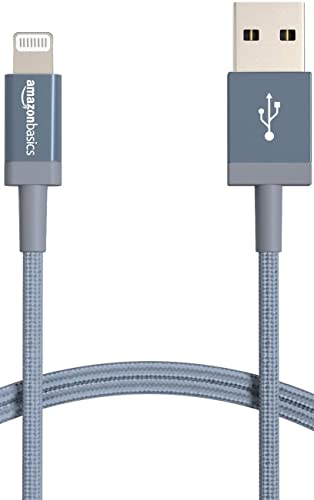 Amazon Basics Verbindungskabel USB-A auf Lightning, Nylon-umflochten, MFi-zertifiziertes Ladekabel für iPhone, dunkelgrau, 0.9 m, kompatible mit Tablet von Amazon Basics