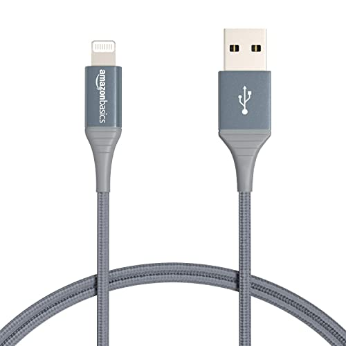 Amazon Basics Verbindungskabel USB-A auf Lightning, doppelt Nylon-umflochten, fortschrittliche Kollektion, MFi-zertifiziertes Ladekabel für iPhone, dunkelgrau, 0.9 m von Amazon Basics