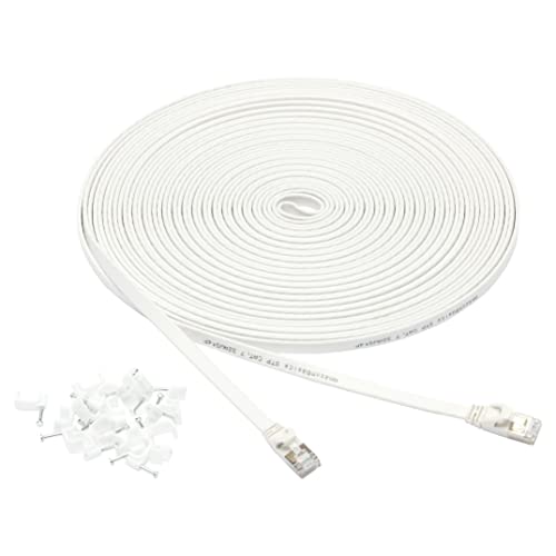 Amazon Basics flaches RJ45 Cat-7 Gigabit Ethernet Patch Internetkabel, 15.2 m, Weiß, Drucker Amazon Basics flaches RJ45 Cat-7 Gigabit Ethernet Patch Internetkabel, 15.2 m, Weiß, Drucker von Amazon Basics