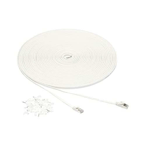 Amazon Basics flaches RJ45 Cat-7 Gigabit Ethernet Patch Internetkabel, 30.5 m, Weiß von Amazon Basics