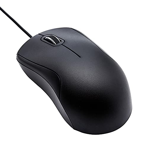 Amazon Basics leise USB-Maus mit 3 Tasten, kabelgebunden, Standard, Schwarz von Amazon Basics