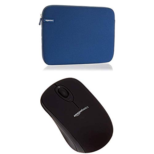 Set Amazon Basics 13.3-INCH LAPTOP SLEEVE - NAVY + Amazon Basics WIRELESS MOUSE WITH NANO RECEIVER BLACK von Amazon Basics