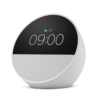 Amazon Echo Spot (2024) Smart Clock mit sattem Klang und Alexa weiß von Amazon