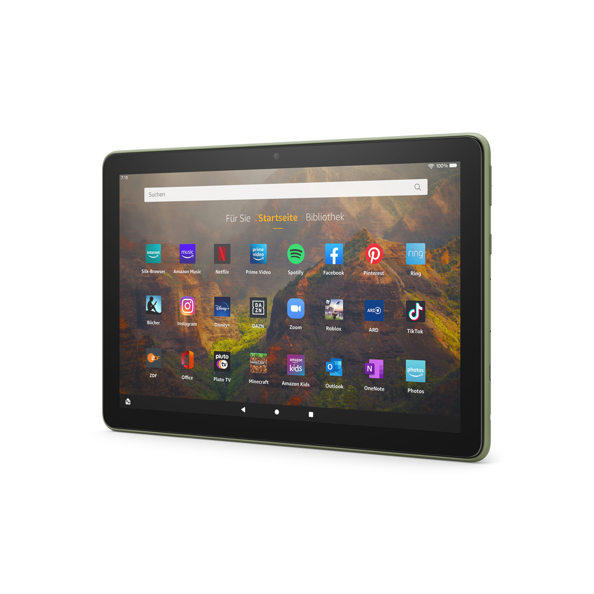 Amazon Fire HD 10 Tablet (2021) 25,6cm (10,1") Full-HD Display, 32 GB Speicher, Olivgrün, mit Werbung von Amazon