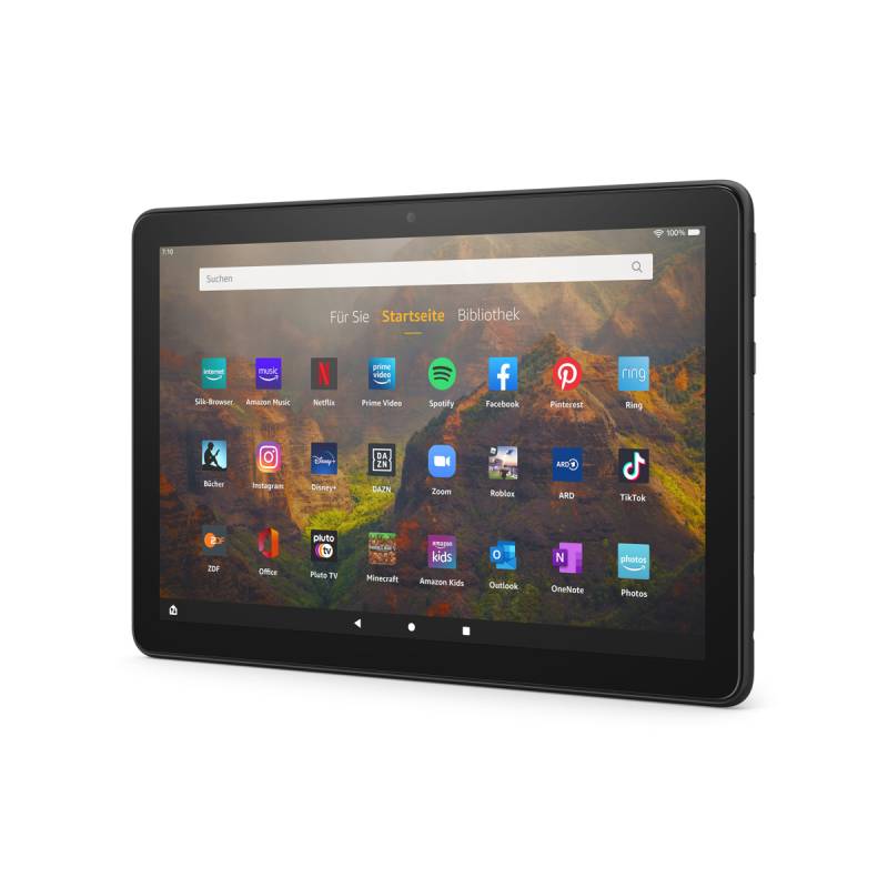 Amazon Fire HD 10 Tablet (2021) 25,6cm (10,1") Full-HD Display, 64 GB Speicher, Schwarz, mit Werbung von Amazon
