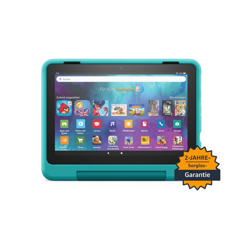 Amazon Fire HD 8 Kids Pro-Tablet, 8-Zoll-HD-Display, 32GB (2022) - von 6 bis 12 Jahren, 13 Stunden Akkulaufzeit, kindgerechte Hülle, blaugrün von Amazon